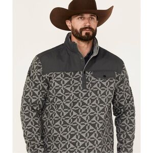 RANK 45 All In 1/4 Snap Geo Print Fleece Pullover Grey Size XXL Western Outdoor